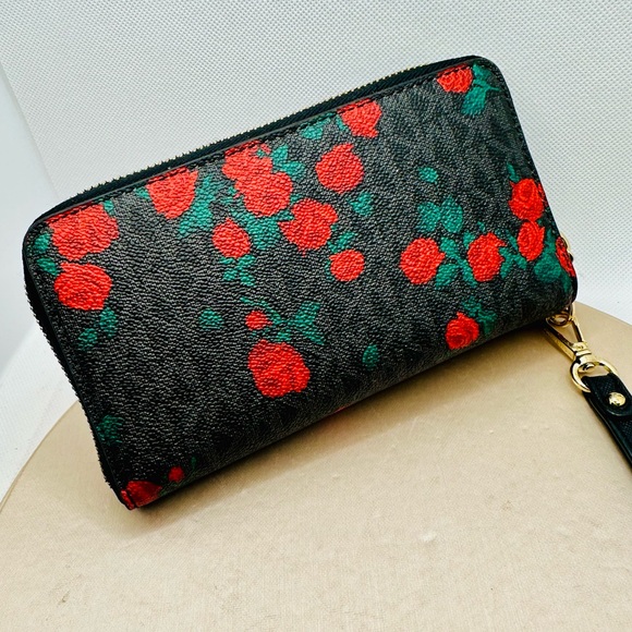 EUC Michael Kors Jet Set Travel MK Logo & Floral Print Wristlet Wallet - Picture 5 of 16